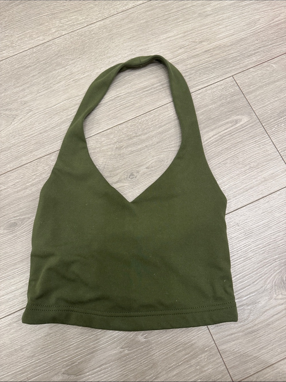 PacSun Olive Halter V-Neck Crop Top